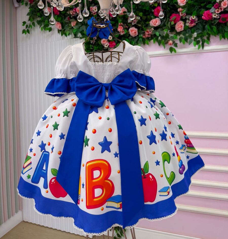 Vestido Infantil Marie Doce Formatura ABC Azul Royal