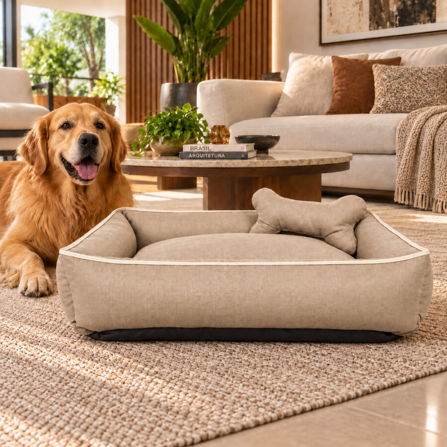 Cama Pet Suede Impermeável Pequena Avelã