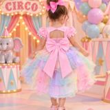 Vestido Infantil Arco-Íris Aurora Menina Bonita Candy Tule