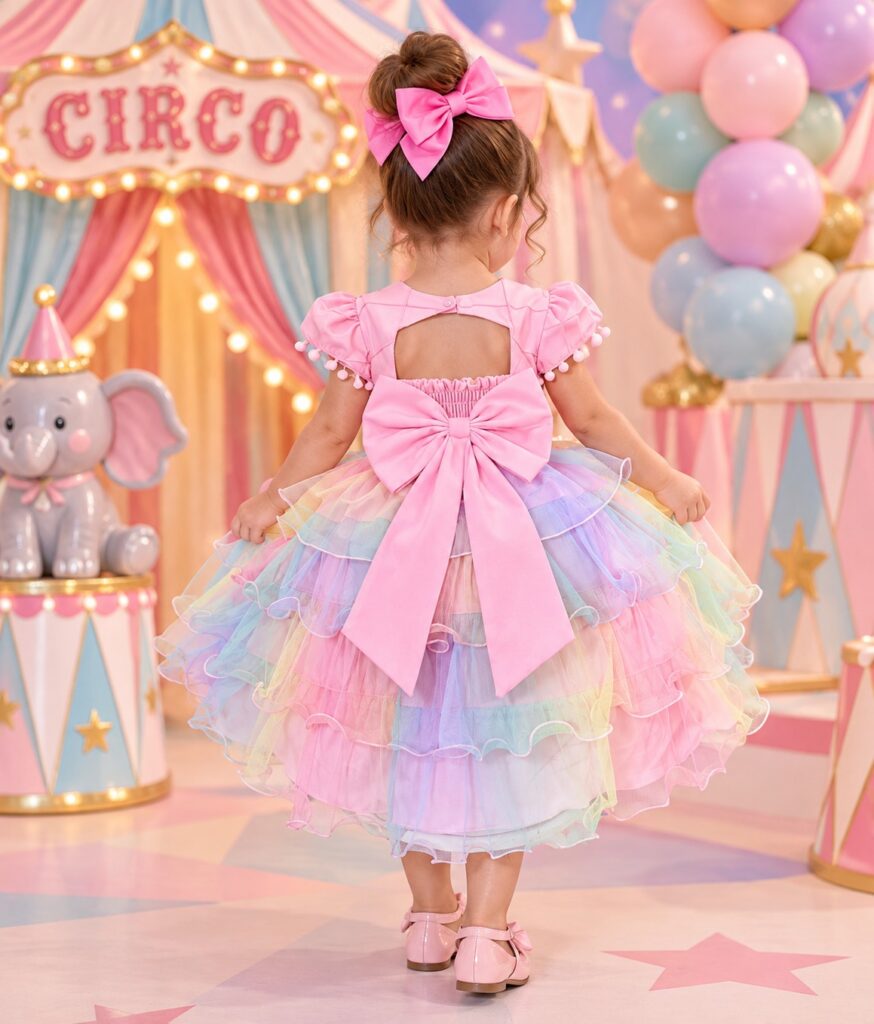 Vestido Infantil Arco-Íris Aurora Menina Bonita Candy Tule