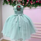Vestido Juvenil Vila Lele Regata Flores Verde Menta