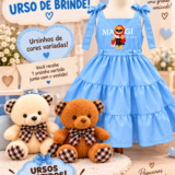 Vestido Infantil Blogueirinha Ursinho dos Sonhos Azul Bebê