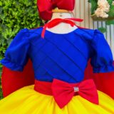 Vestido Fantasia Branca de Neve Infantil Amarelo com Capa