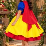 Vestido Fantasia Branca de Neve Infantil Amarelo com Capa