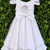 Vestido Infantil Branco Busto Nervura Tule e Poliéster
