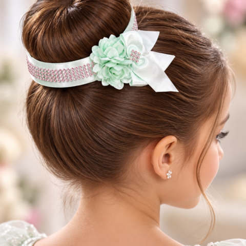 Porta Coque Infantil Belli Luna Cetim e Strass Verde Menta
