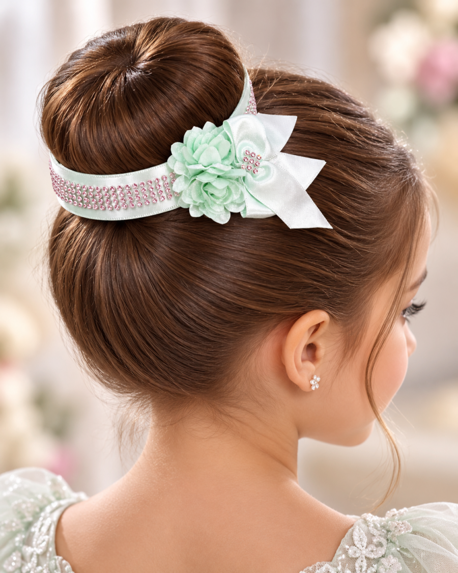 Porta Coque Infantil Belli Luna Cetim e Strass Verde Menta