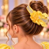 Porta Coque Infantil Belli Luna Cetim e Strass Amarelo