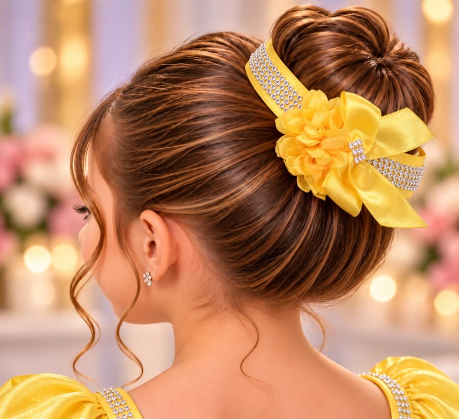 Porta Coque Infantil Belli Luna Cetim e Strass Amarelo