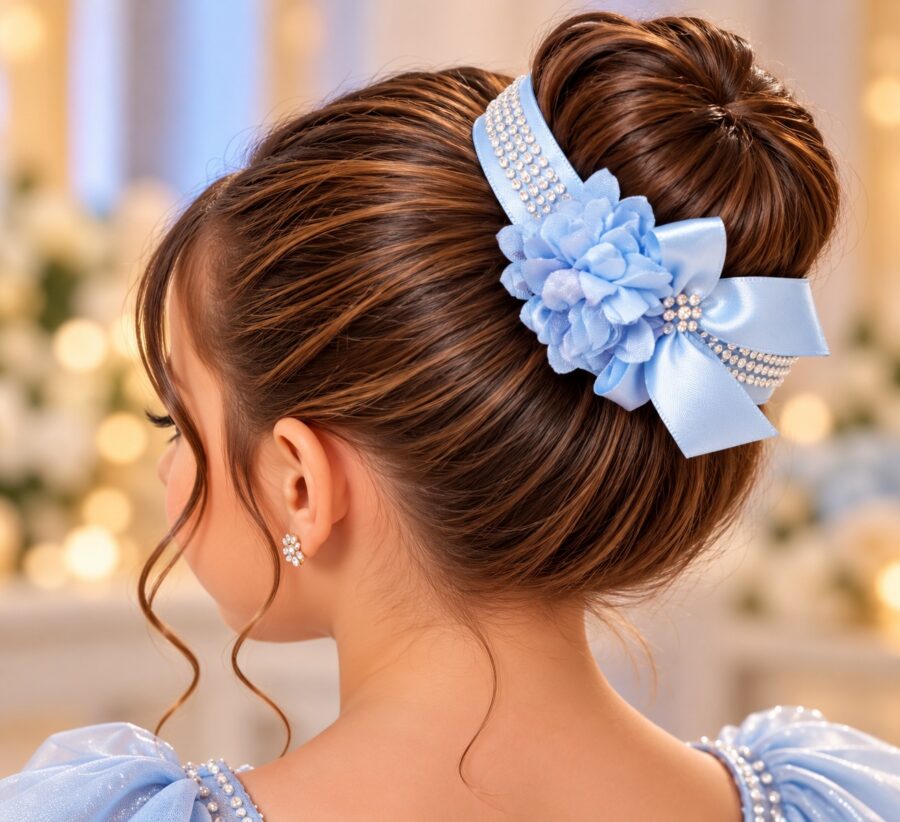 Porta Coque Infantil Belli Luna Cetim e Strass Azul Bebê