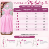 Vestido Infantil Rosa Busto Drapeado Tule Glitter Crepe