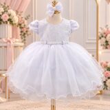 Vestido de Bebê Alice Cecília Menina Bonita Branco