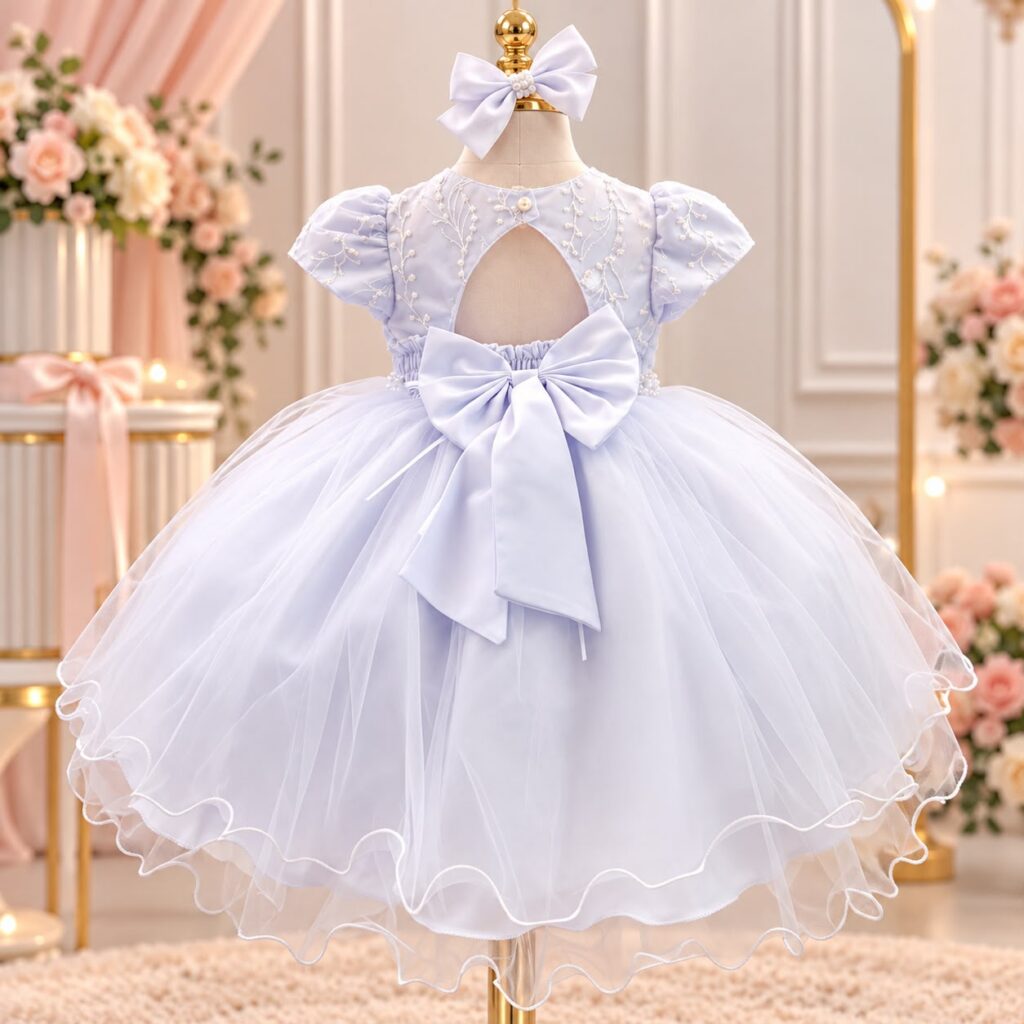 Vestido de Bebê Alice Cecília Menina Bonita Branco