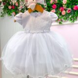 Vestido de Bebê Alice Cecília Menina Bonita Branco