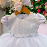 Vestido de Bebê Alice Cecília Menina Bonita Branco