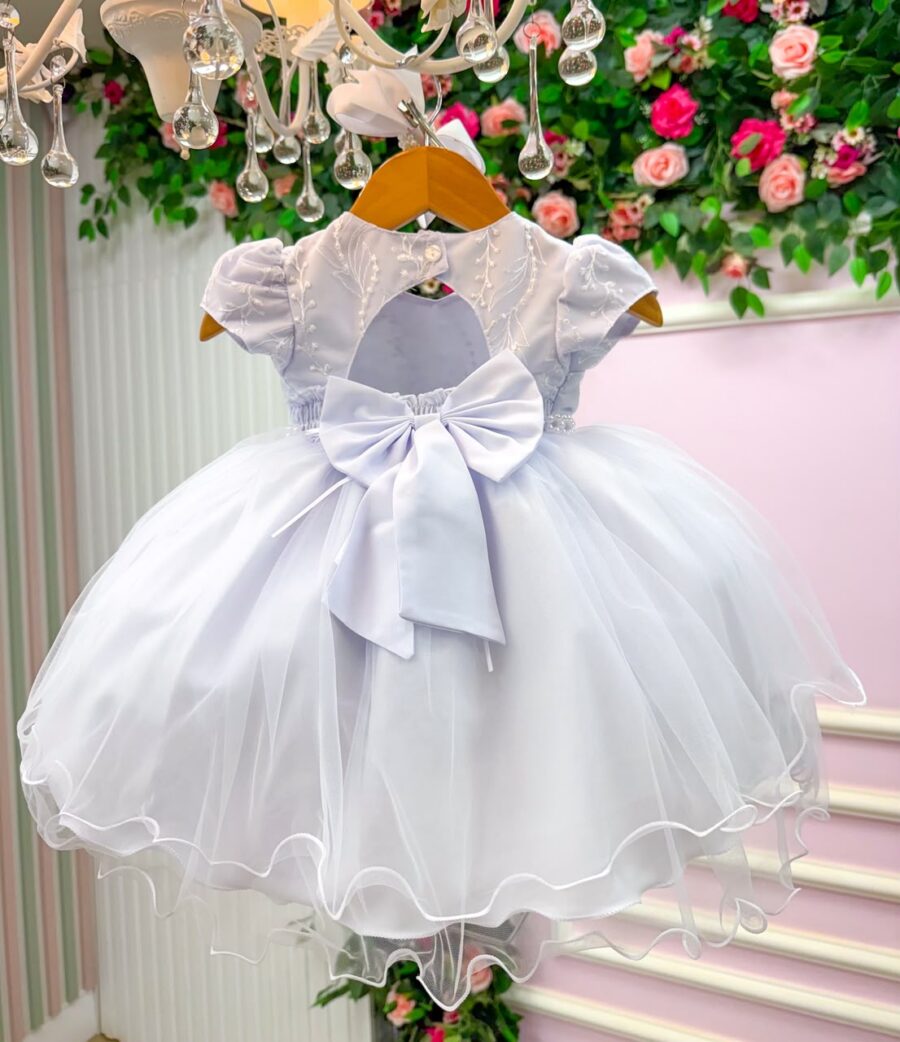 Vestido de Bebê Alice Cecília Menina Bonita Branco