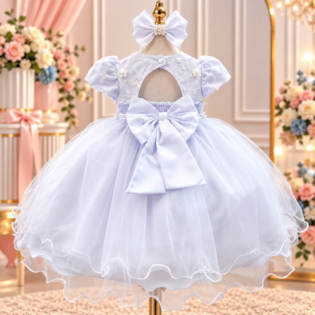 Vestido de Bebê Alice Valentina Menina Bonita Branco