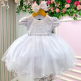 Vestido de Bebê Alice Valentina Menina Bonita Branco