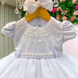 Vestido de Bebê Alice Valentina Menina Bonita Branco