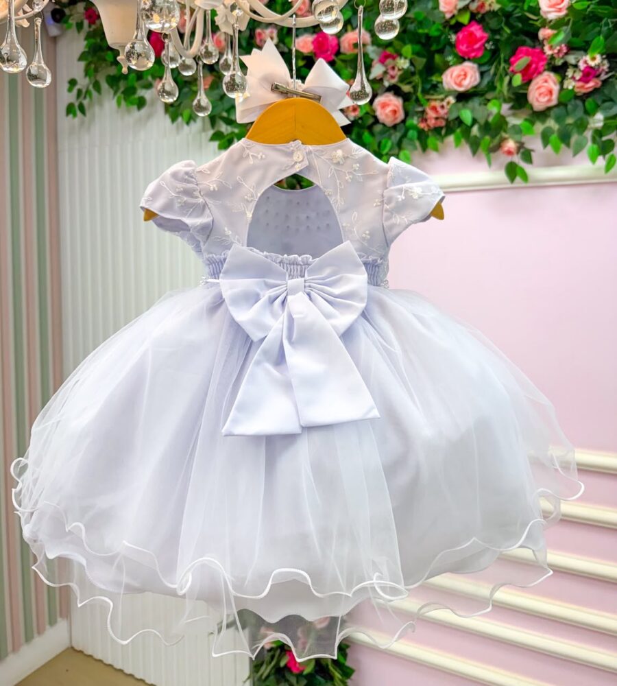 Vestido de Bebê Alice Valentina Menina Bonita Branco