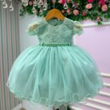 Vestido de Bebê Alice Beatriz Menina Bonita Verde Menta