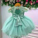 Vestido de Bebê Alice Beatriz Menina Bonita Verde Menta
