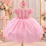 Vestido de Bebê Alice Vitória Menina Bonita Rosa Bebê