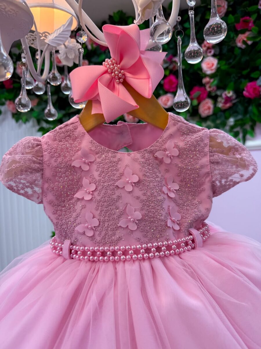 Vestido de Bebê Alice Vitória Menina Bonita Rosa Bebê
