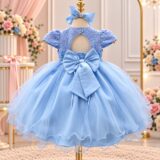 Vestido de Bebê Alice Vitória Menina Bonita Azul Bebê