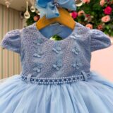 Vestido de Bebê Alice Vitória Menina Bonita Azul Bebê