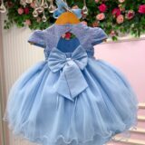 Vestido de Bebê Alice Vitória Menina Bonita Azul Bebê