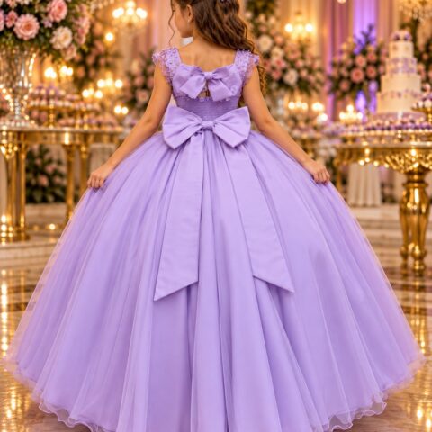 Vestido Infantil Longo Bella Child Manuela Lilás