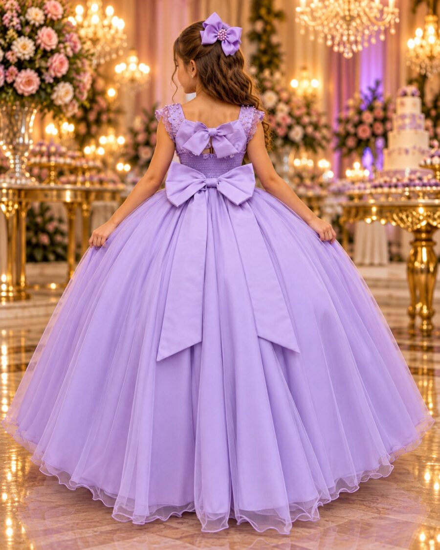 Vestido Infantil Longo Bella Child Manuela Lilás