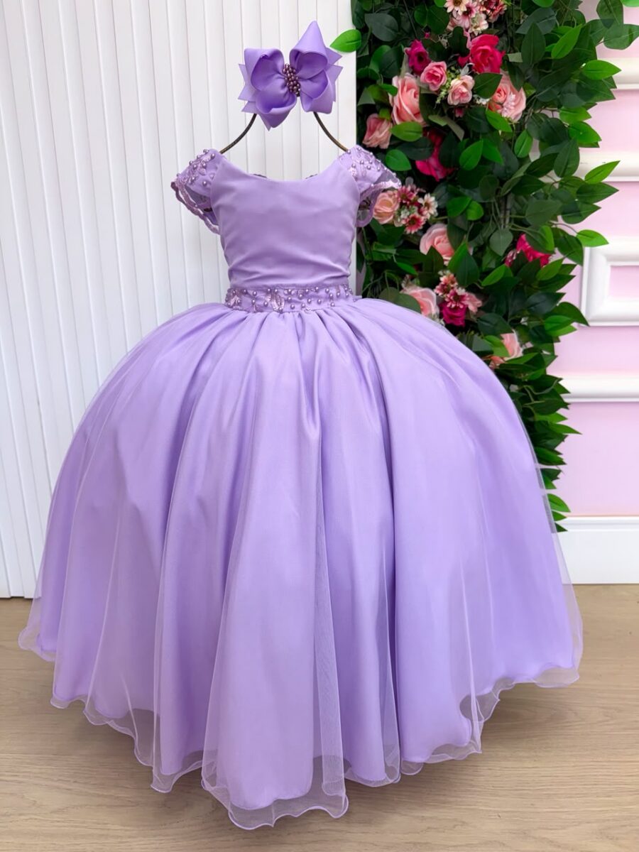 Vestido Infantil Longo Bella Child Manuela Lilás