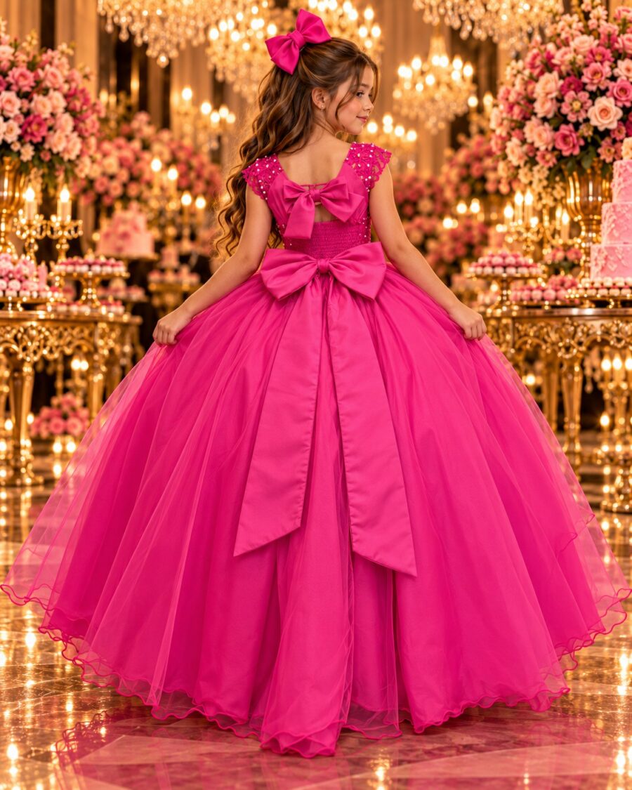 Vestido Infantil Longo Bella Child Manuela Pink
