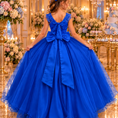 Vestido Infantil Longo Bella Child Manuela Azul Royal