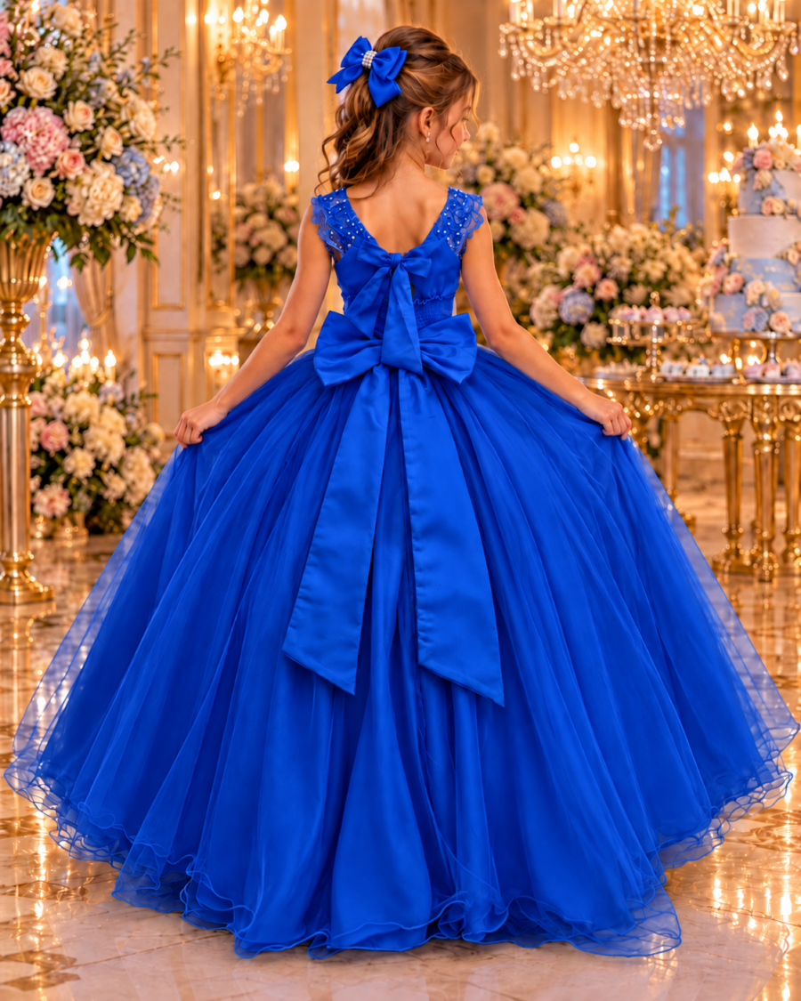 Vestido Infantil Longo Bella Child Manuela Azul Royal