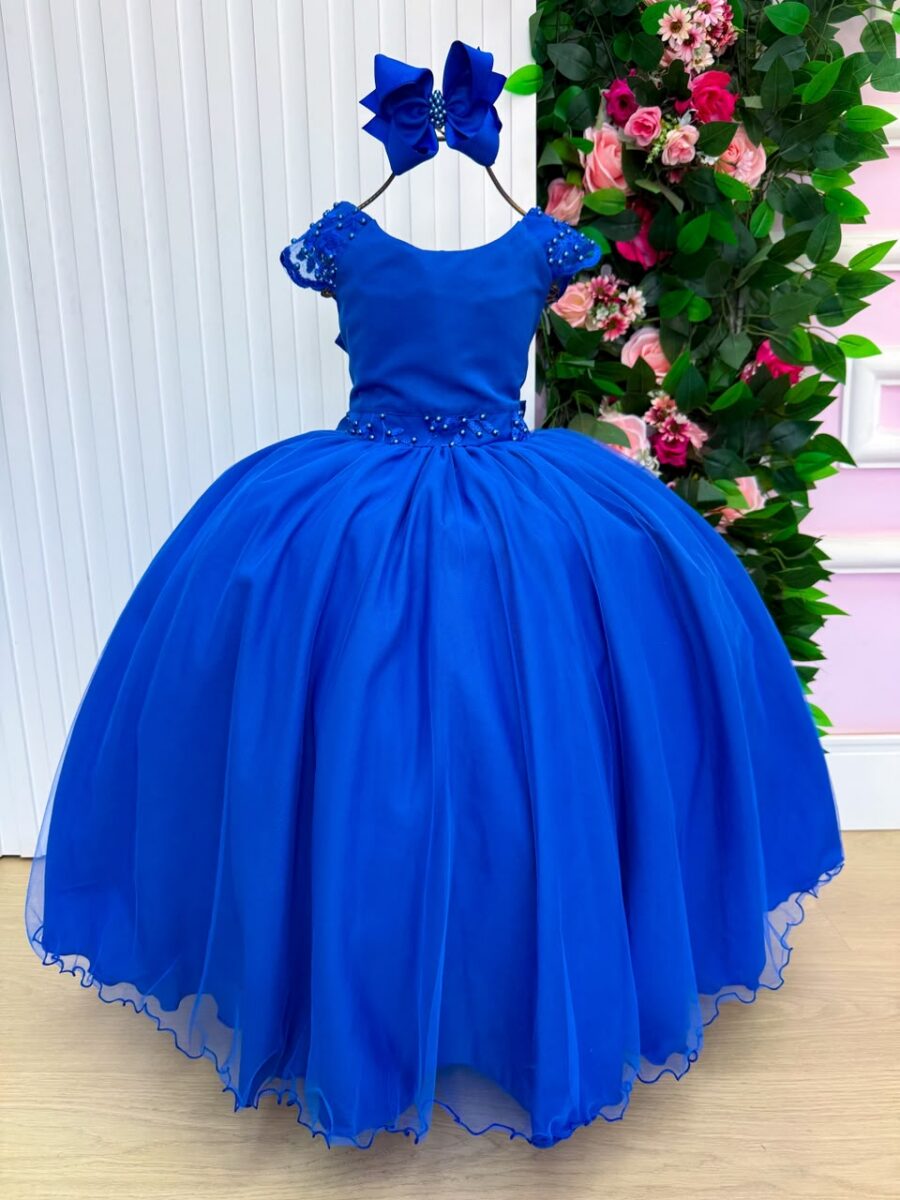 Vestido Infantil Longo Bella Child Manuela Azul Royal