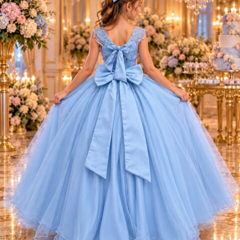 Vestido Infantil Longo Bella Child Manuela Azul Bebê