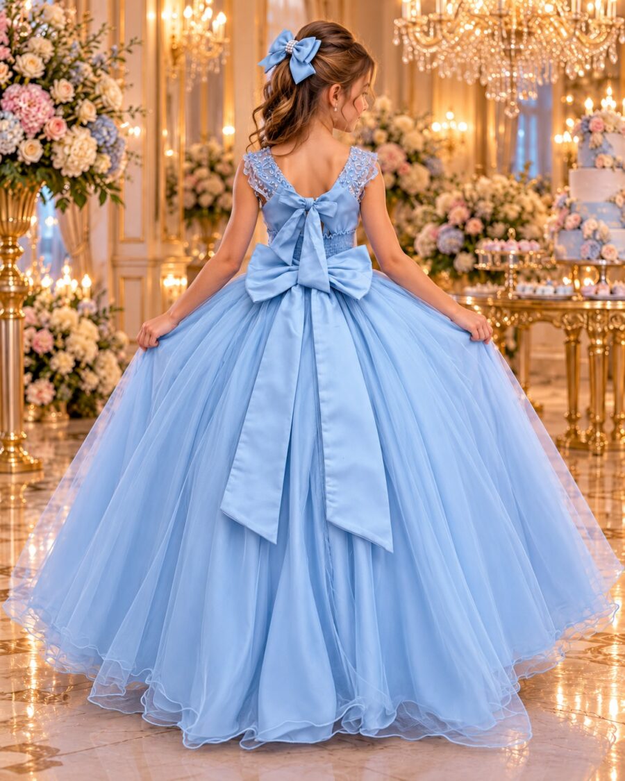 Vestido Infantil Longo Bella Child Manuela Azul Bebê