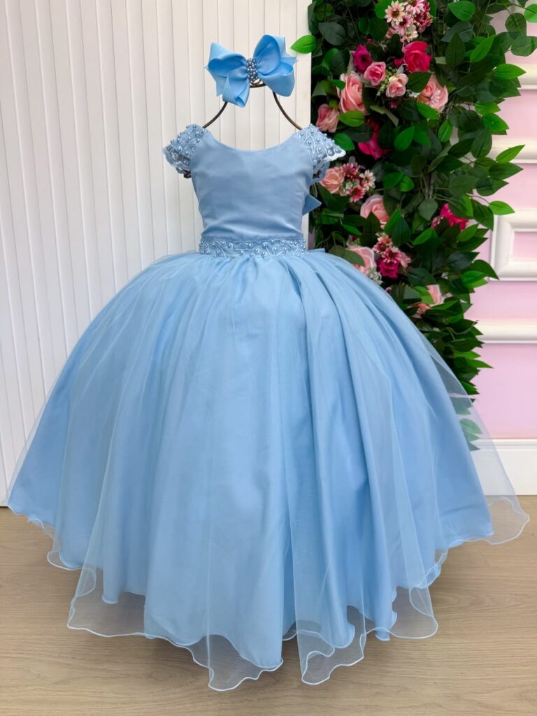 Vestido Infantil Longo Bella Child Manuela Azul Bebê
