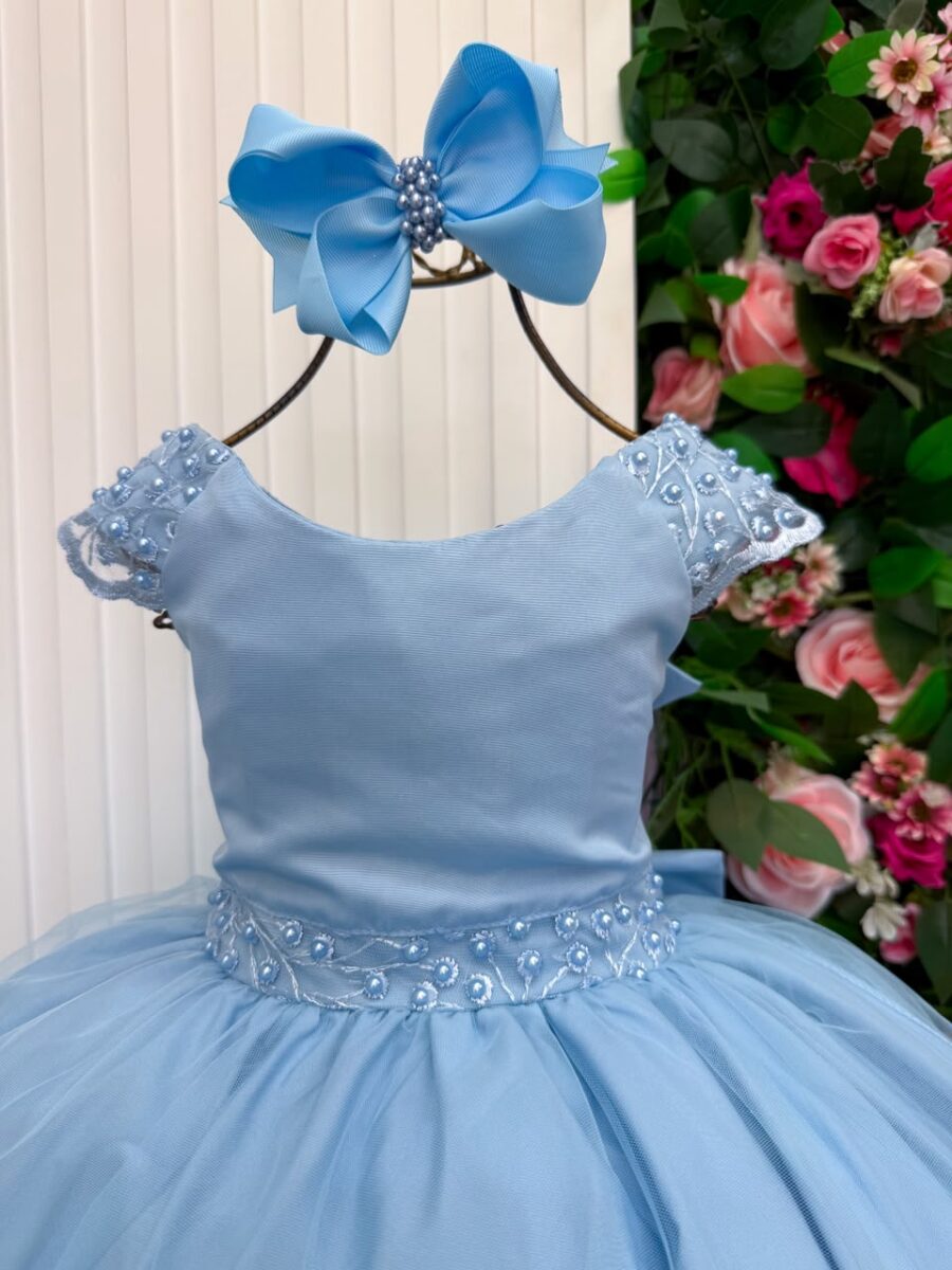 Vestido Infantil Longo Bella Child Manuela Azul Bebê