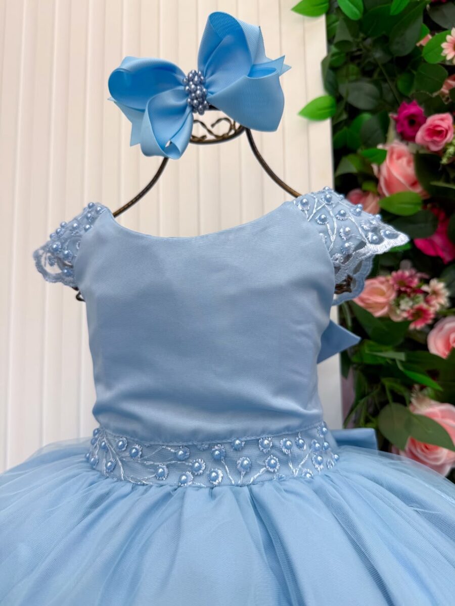 Vestido Infantil Longo Bella Child Manuela Azul Bebê