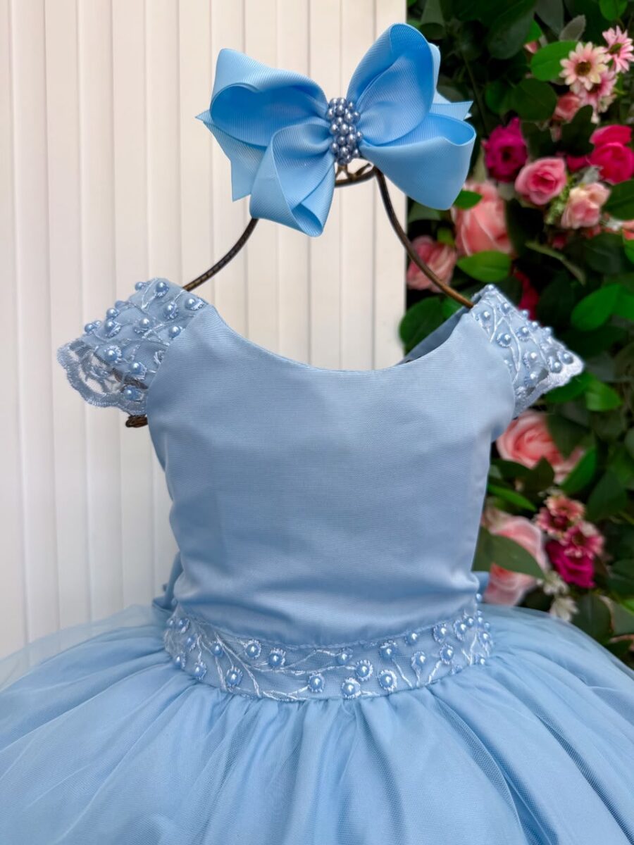Vestido Infantil Longo Bella Child Manuela Azul Bebê