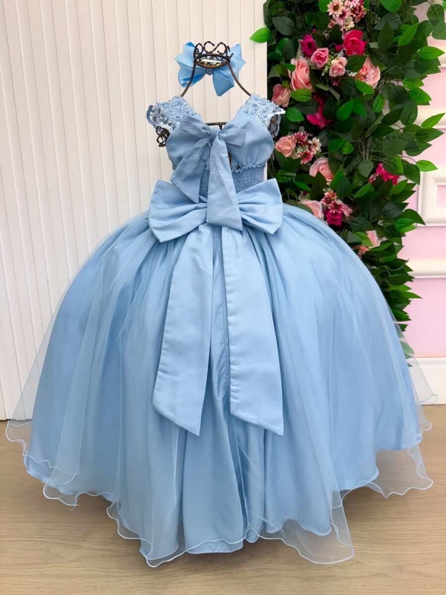 Vestido Infantil Longo Bella Child Manuela Azul Bebê