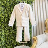 Terno Infantil Pajem Bege com Camisa Branca e Gravata