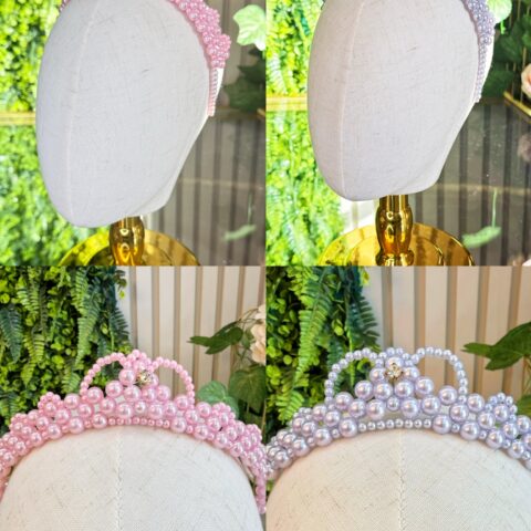 Coroa Infantil Princesa de Pérolas e Strass Luxo