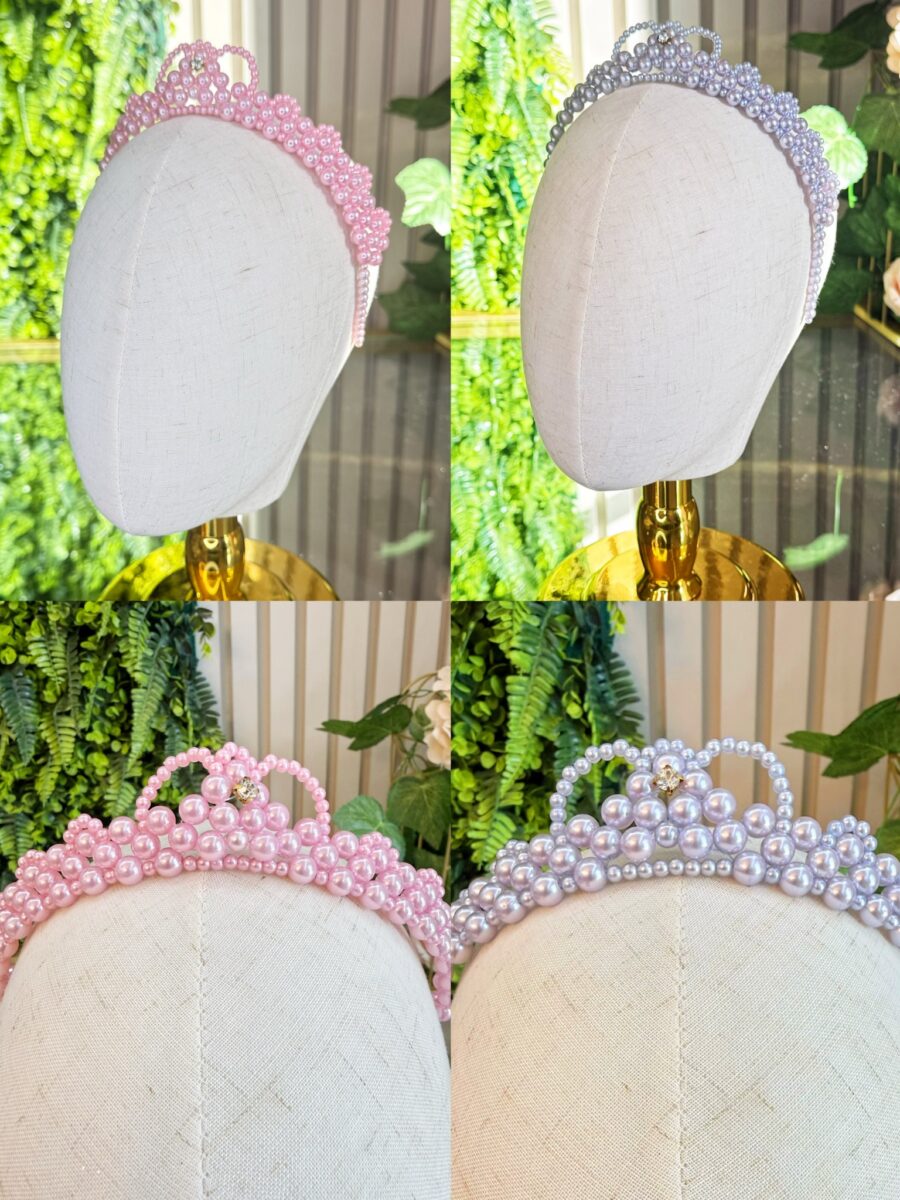 Coroa Infantil Princesa de Pérolas e Strass Luxo