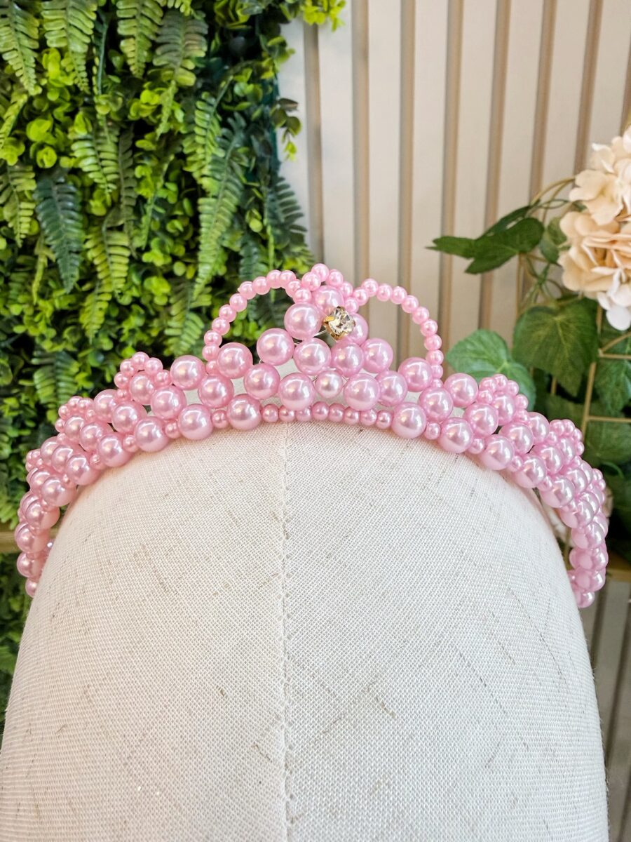 Coroa Infantil Princesa de Pérolas e Strass Luxo